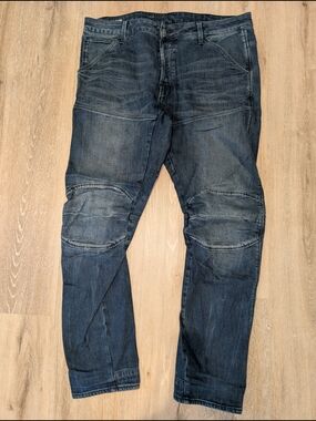 G-Star Men's Elwood Slim Straight Jeans in Dark Blue Wash 36/32